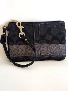 Coach black canvas wallet wristlet